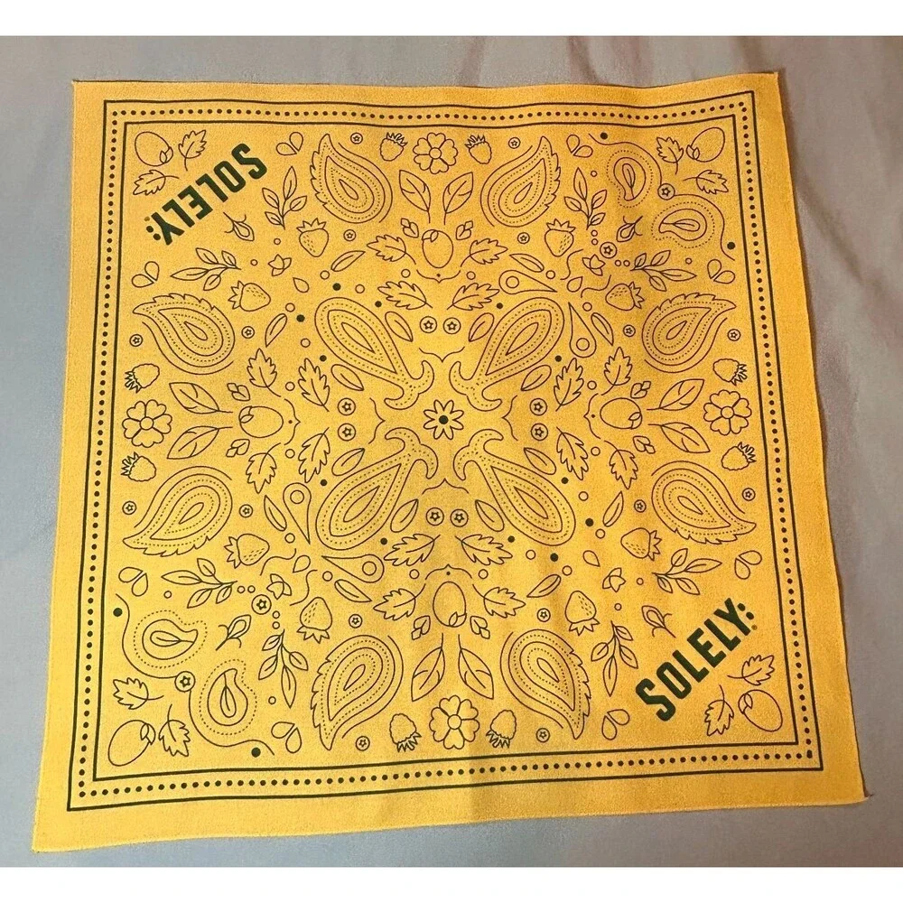 SOLELY Golden Yellow Fruit Print Bandana 21.5